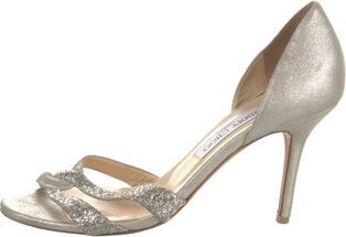 Jimmy Choo Leather Glitter Accents Sandals