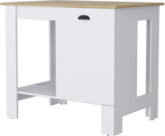1-Door Kitchen Island With Open Shelf White And Macadamia