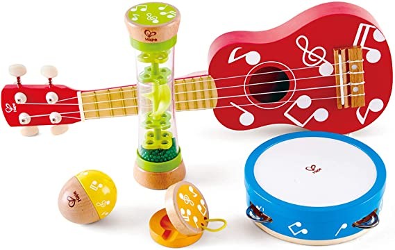 Hape Mini Band Instrument Set | Five Piece Wooden Instrument Music Set for Kids