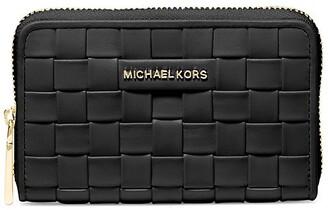 MICHAEL Michael Kors Small Jet Set Woven Leather Card Case