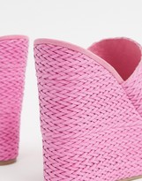 Thumbnail for your product : ASOS DESIGN Title woven wedge mules in pink