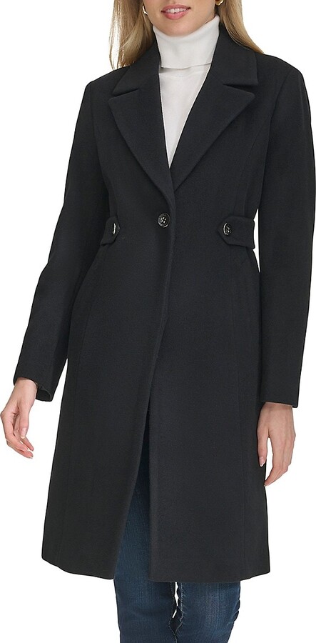 Cole Haan Single Breasted Wool Blend Coat