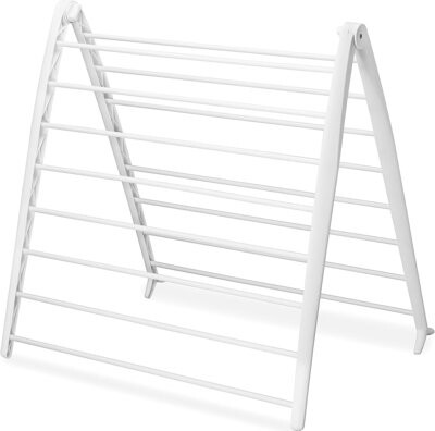 Ivy Bronx White Folding Freestanding Indoor Clothes Rack, Compact Design Measuring 6×26×51.5 Inches, Saves Space And Is Practical And Convenient For Drying Clot