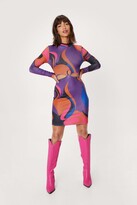 Thumbnail for your product : Nasty Gal Womens Abstract Print Cut Out Bodycon Mini Dress - Purple - 8