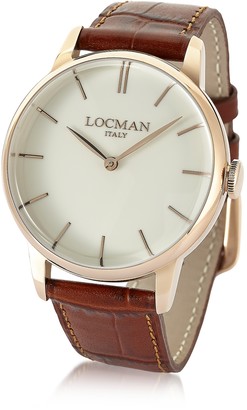 Locman 1960 Rose Gold PVD Stainlees Steel Men's Watch w/Brown Croco Leather Strap