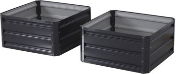 Latitude Run Outsunny 2-Piece Gray Galvanized Metal Raised Garden Bed Set