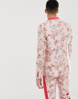 Thumbnail for your product : ASOS EDITION skinny suit jacket in pink floral jacquard with embroidered lapel