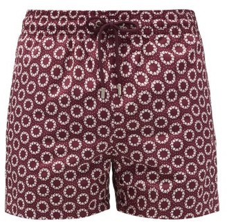 Apnee - Oursins Circle-print Upcycled-shell Swim Shorts - Dark Red