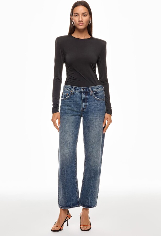 Pistola Denim Lexi Mid Rise Bowed Straight Jeans Blue