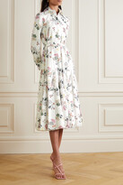 Thumbnail for your product : Emilia Wickstead Marion Belted Floral-print Organic Cotton-poplin Midi Dress - White