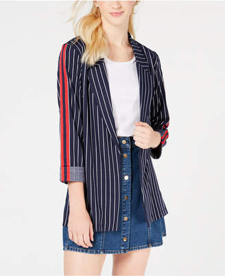 Almost Famous Juniors' Pinstriped Blazer Jacket