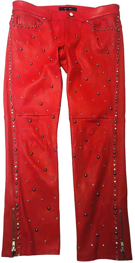 Isabel Marant Red Leather Trousers - ShopStyle Pants