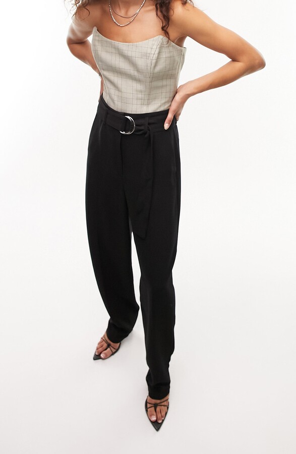 Zara Women High Waisted Belted Pants Ecru 4387/030 | eBay