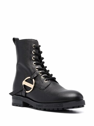Love Moschino Logo-Plaque Lace-Up Boots