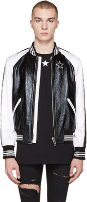 Givenchy Black Leather & Satin Bomber Jacket