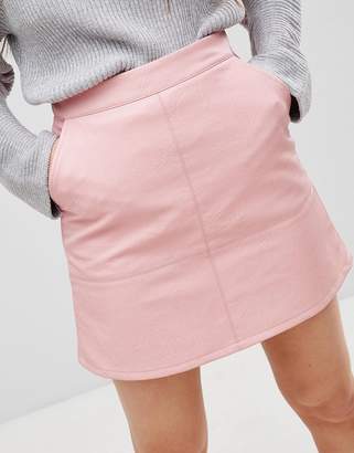Only A-Line Leather Look Skirt