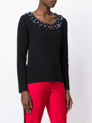 Blumarine embellished collar sweater