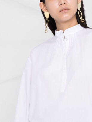 Nili Lotan Mandarin Collar Pleat-Detail Shirt