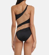 Thumbnail for your product : Norma Kamali Snake paneled mesh one-shoulder swimsuit