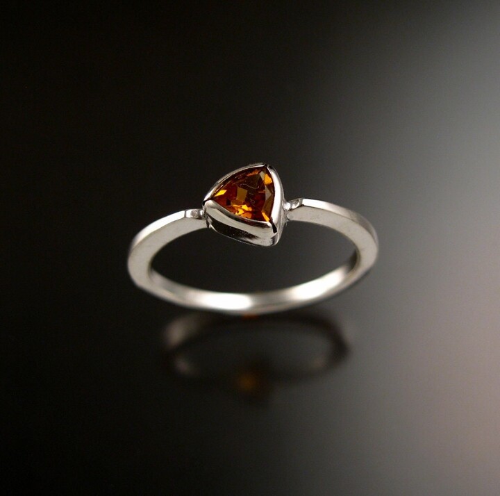 Etsy Stackable Citrine Triangle Ring 14K White Gold Stacking Made To Order in Your