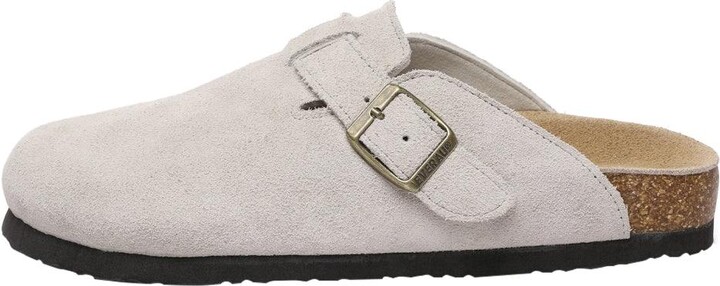 Everau Australia White Pintail Leather Comfort Clog Sandals In Taupe