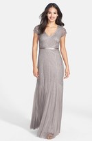 Thumbnail for your product : Adrianna Papell Beaded Mesh V-Neck Trumpet Gown