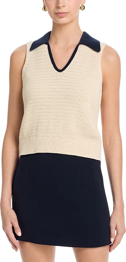 French Connection Mozart Contrast Knit Collared Sweater