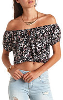 Thumbnail for your product : Charlotte Russe Floral Print Tie-Front Crop Top