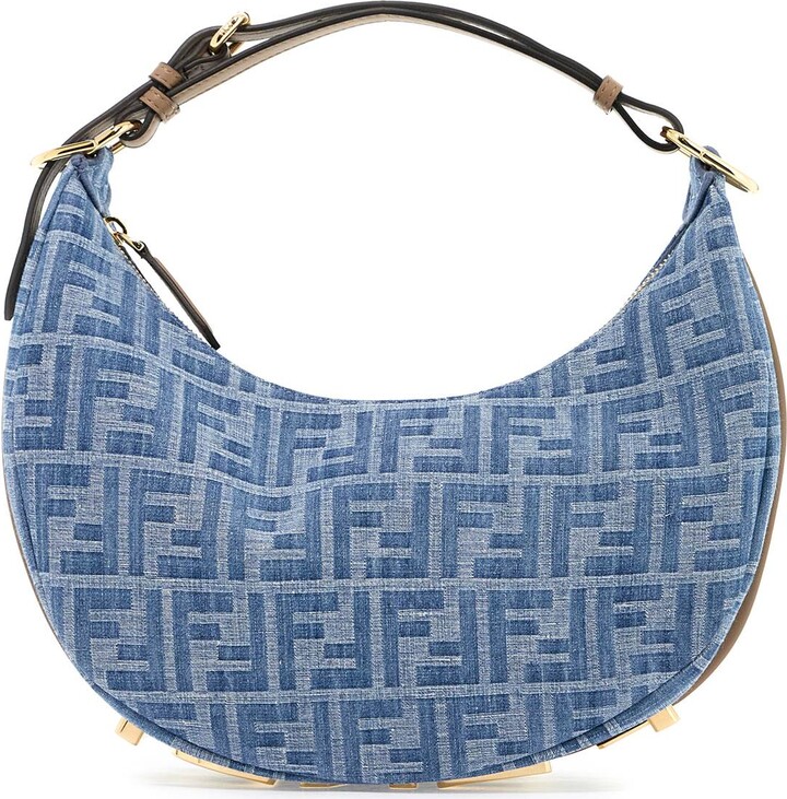 ショルダーバッグ・ポシェット Fendi Fendigraphy Minibag In Jacquard Ff Denim Effect Blue FENDI - Fendigraphy Mini Blue Denim-Effect FF Jacquard Mini