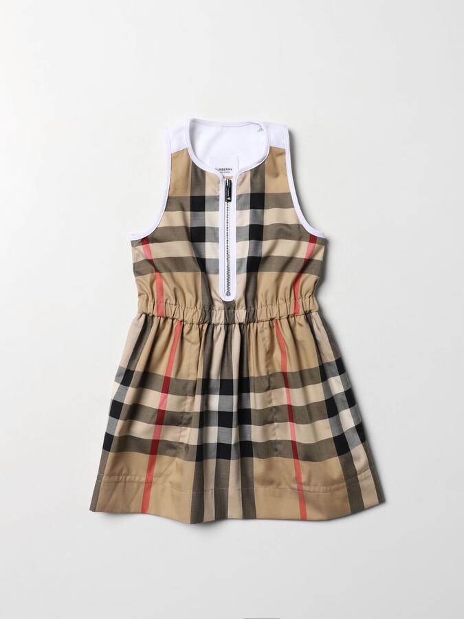noedels hoofdkussen Relativiteitstheorie Burberry cotton dress with tartan print - ShopStyle