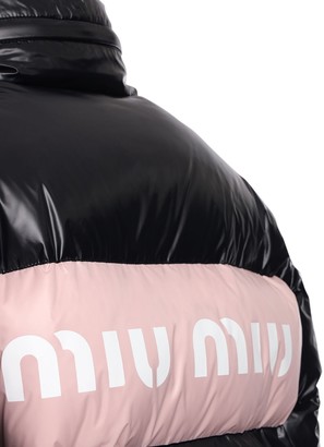 Miu Miu Shiny Nylon Down Jacket W/back Logo - ShopStyle