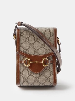 Gucci Horsebit 1955 Small Gg-canvas And Leather Bag - Beige Multi
