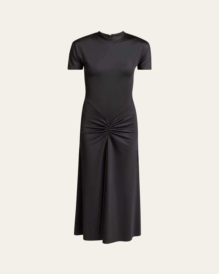 Victoria Beckham Gathered Drop-Waist Midi T-Shirt Dress
