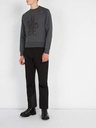 Moncler Grenoble - Quilted Logo Cotton Sweatshirt - Mens - Dark Grey