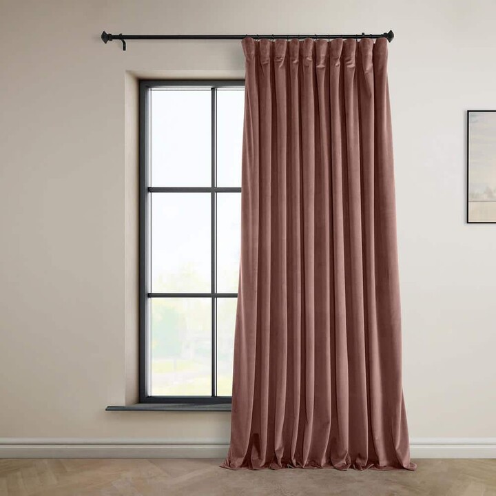 Exclusive Fabrics & Furnishings Wild Rose Pink Heritage Plush Velvet Extrawide Room Darkening Rod Pocket Curtain 100 in. W x 96 in. L (1 Panel)