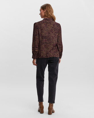Vero Moda Women's Black Printed Shirts - Una Long Sleeve Shirt - Size One Size, S at The Iconic