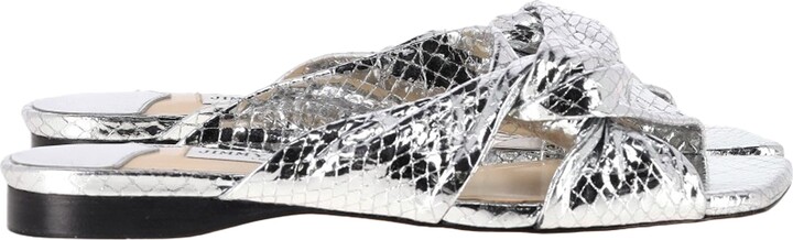 Jimmy Choo Narisa Candy Wrap Flats in Silver Leather