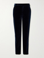 Thumbnail for your product : Ralph Lauren Purple Label Gregory Slim-Fit Tapered Pleated Cotton-Velvet Tuxedo Trousers