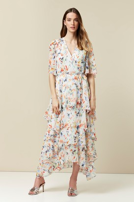 Wallis Cream Watercolour Floral Print Midi Dress