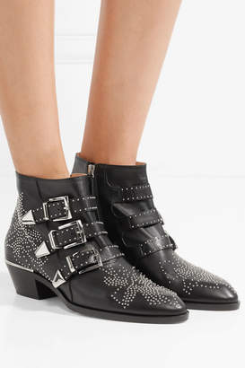 Chloé Susanna Studded Leather Ankle Boots - Black