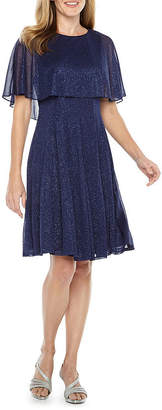 j taylor sleeveless embellished cape shift dress