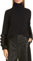 Thumbnail for your product : Lafayette 148 New York Cashmere Turtleneck Sweater with Genuine Mink Fur Trim