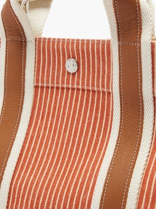 RUE DE VERNEUIL Traveller S Leather-trim Striped-linen Tote Bag - Orange Multi