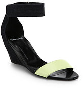Thumbnail for your product : Pierre Hardy Denim & Leather Wedge Sandals