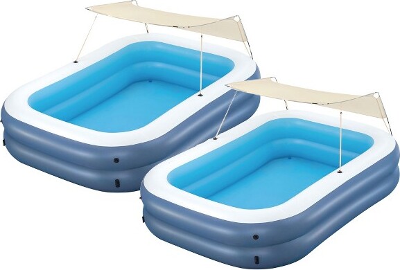 Bestway H2OGO!8Foot4Inchby70InchSummerBlissShadedInflatableFamilyPoolwith2QuickReleaseValvesandRepairPatchforKidsAges6Above,2Pack