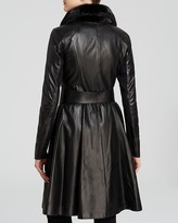 Thumbnail for your product : Maximilian Belted Leather Jacket with Mink Fur Wing Collar