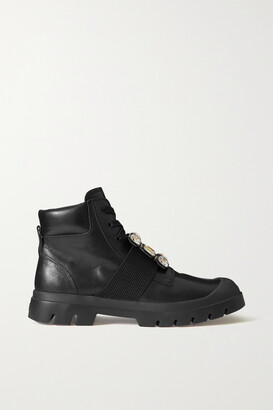 Roger Vivier Walky Viv' Crystal-embellished Leather Ankle Boots - Black - IT35
