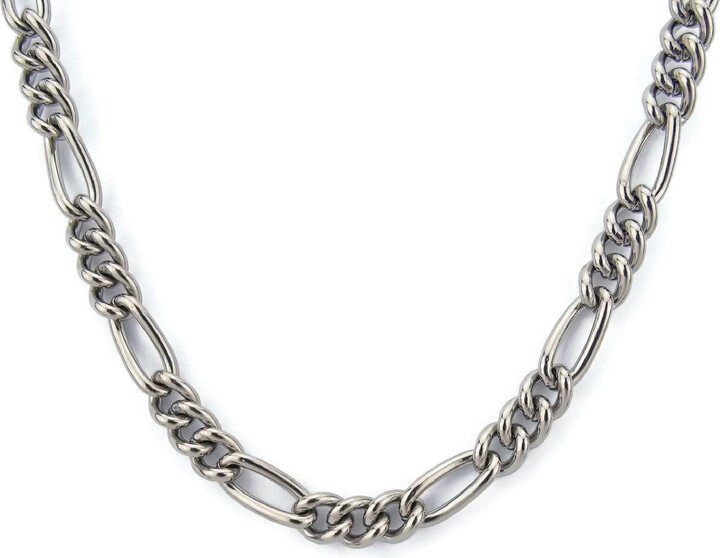 Etsy Mens Titanium Necklace Figaro Style Pure 5.8mm Chain For His Sensitive Skin Robust Him