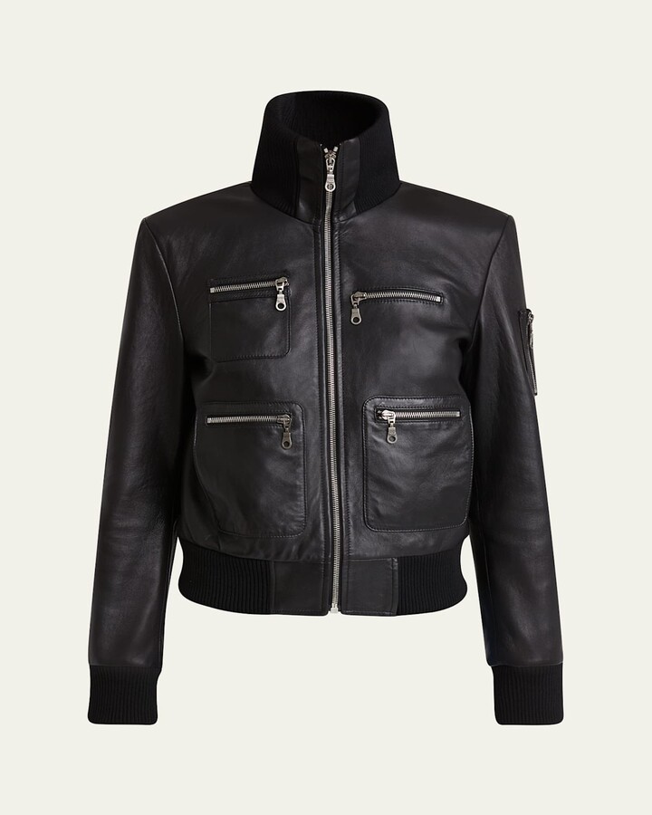 Chloé Glossy Leather Bomber Jacket