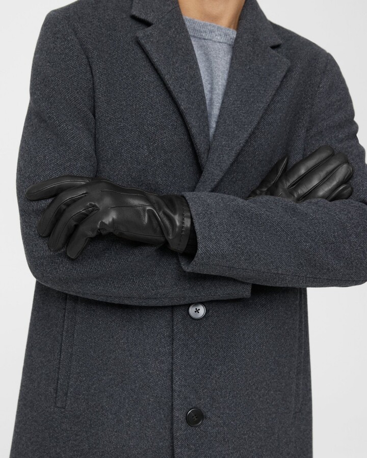 Theory Ribbed Cuff Gloves in Leather ShopStyle